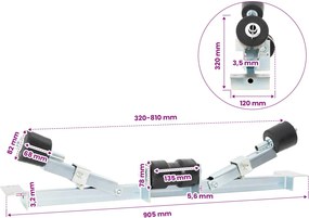vidaXL Κάτω Στήριξη Τρέιλερ Σκάφους 90,5 x 12 x 32 εκ. Ασημί