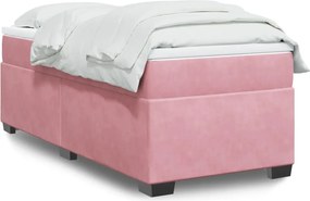vidaXL Κρεβάτι Boxspring με Στρώμα Ροζ 90x190 εκ. Βελούδινο