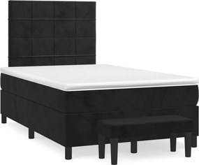 vidaXL Κρεβάτι Boxspring με Στρώμα Μαύρο 120 x 200 εκ. Βελούδινο