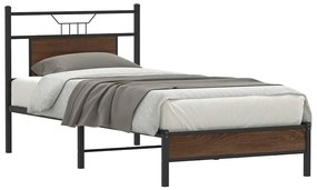 vidaXL Πλαίσιο Κρεβ. Χωρ. Στρώμα Καφέ Δρυς 80x200 εκ. Επεξ. Ξύλο