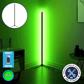 GLOBO-200-5 GloboStar® Μοντέρνο Minimal Επιδαπέδιο Μαύρο Φωτιστικό 200cm LED 32 Watt με Ασύρματο Χειριστήριο RF &amp; Dimmer Πράσινο GloboStar ALIEN Design GLOBO-200-5