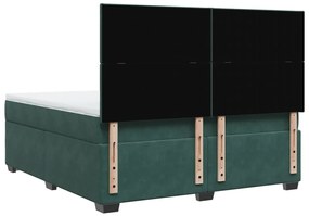 Κρεβάτι Boxspring με Στρώμα Σκούρο Πράσινο 180x200εκ. Βελούδινο - Πράσινο