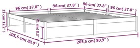 Πλαίσιο Κρεβατιού 200 x 200 εκ. από Μασίφ Ξύλο - Καφέ