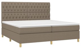 vidaXL Κρεβάτι Boxspring με Στρώμα & LED Taupe 200x200 εκ. Υφασμάτινο