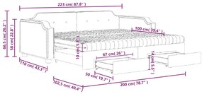 Καναπές Κρεβάτι Συρόμενος Κρεμ 100x200 εκ. Υφασμάτινος Συρτάρια - Κρεμ