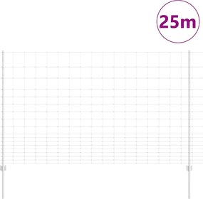 vidaXL Εξωτερική άγρια περίφραξη με στήλες 25 x 1,5 m Ασημί Δίχτυ