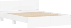vidaXL Πλαίσιο Κρεβατιού με Κεφαλάρι/LED Λευκό 150 x 200 εκ