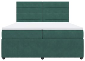 vidaXL Κρεβάτι Boxspring με Στρώμα Σκούρο Πράσινο 200x200εκ. Βελούδινο