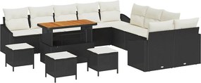 vidaXL Σετ Καναπέ Κήπου με μαξιλάρι 13 pcs Μαύρο Πολυ ράταν