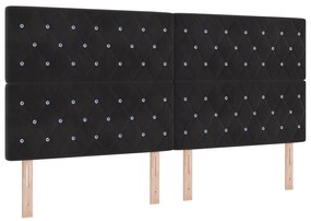 vidaXL Κρεβάτι Box Spring με Στρώμα & LED Μαύρο 200x200 εκ Βελούδο