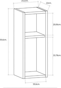 Κομοδίνο επιτοίχιο Sault Megapap χρώμα ανθρακί 23,2x22x59,6εκ.