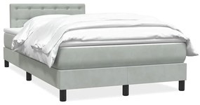 vidaXL Κρεβάτι Boxspring με Στρώμα Ανοιχτό Γκρι 120x220 εκ. Βελούδινο