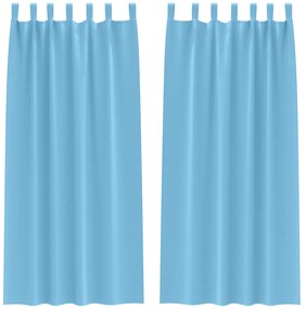 vidaXL Κουρτίνες με κουρτίνες 2 pcs Γαλάζιο 245 x 140 εκ. Πολυεστέρας