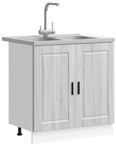 vidaXL Βάση νιπτήρα 2 pcs Γκρι 80 x 46 x 84.5 εκ. Επεξεργασμένο ξύλο