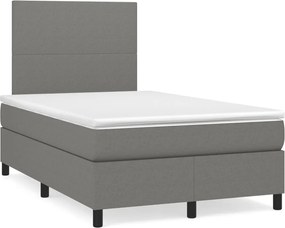 vidaXL Κρεβάτι Boxspring με Στρώμα Σκούρο Γκρι 120x190 εκ Υφασμάτινο