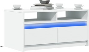 vidaXL Τραπεζάκι Σαλονιού με LED Φώτα Λευκό από Επεξ. Ξύλο