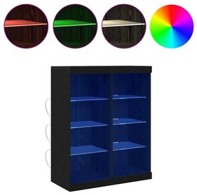 vidaXL Κονσόλα με LED Φώτα Μαύρο Δρυς 41x37x100 εκ