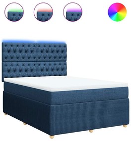 vidaXL Κρεβάτι Boxspring με Στρώμα Μπλε 140x200 εκ. Υφασμάτινο