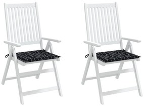 Μαξιλάρια Καρέκλας 2 τεμ. Μαύρο Καρό 50 x 50 x 3 εκ. Υφασμάτινα - Πολύχρωμο