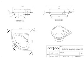 Acrilan Santorini - Γωνιακή Μπανιέρα  130 x 130 εκ. - Maxxcoat