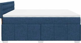 vidaXL Κρεβάτι Boxspring με Στρώμα Μπλε 200x200 εκ. Υφασμάτινο