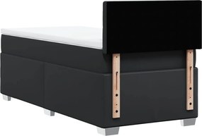 vidaXL Κρεβάτι Boxspring με Στρώμα Μαύρο 90x190εκ. από Συνθετικό Δέρμα
