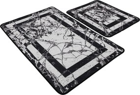 Bathmat Set (2 Pieces) Marmor - Black Black
White