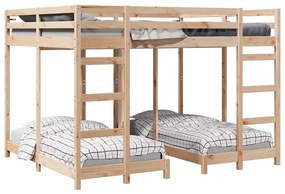 vidaXL Σκελετός Κουκέτας Τριών Επιπέδων Καφέ 160 x 200 cm