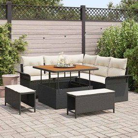 vidaXL Σετ Καναπέ Κήπου Ρυθμιζόμενο ύψος 8 pcs Μαύρο συνθετικό ρατάν