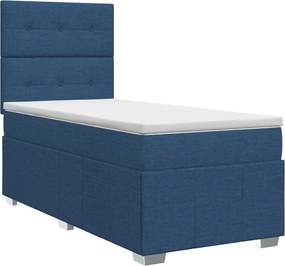 vidaXL Κρεβάτι box spring με στρώμα Μπλε 100 x 200 cm Ύφασμα