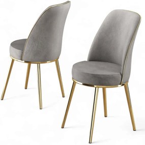 Καρέκλα Pefa Babyface (Σετ 4Τμχ) 240CHR1555 45x42x91cm Grey-Gold Metal, Fabric