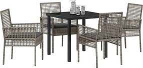 vidaXL Σέτ φαγητού για κήπο 5 pcs Γκρι συνθετικό ρατάν
