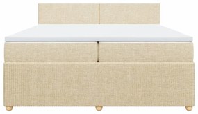 Κρεβάτι Boxspring με Στρώμα Κρεμ 200x200 εκ. Υφασμάτινο - Κρεμ