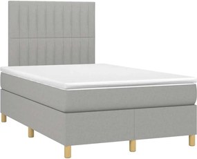 vidaXL Κρεβάτι Boxspring με Στρώμα &amp; LED Αν.Γκρι 120x190εκ. Υφασμάτινο