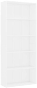 vidaXL Βιβλιοθήκη με 5 Ράφια Λευκή 80 x 30 x 189 εκ. Επεξ. Ξύλο