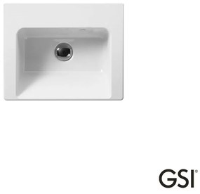 GSI Norm Κρεμαστός / Ένθετος Νιπτήρας Πορσελάνης Χωρίς Οπή Μπαταρίας 42 x 34εκ White