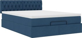 vidaXL Οθωμανικό κρεβάτι με στρώμα μπλε 140x200cm ύφασμα