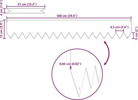 vidaXL Περίγραμμα γκαζόν 50 pcs Ανθρακί 100 x 0.05 x 20 εκ