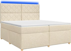 vidaXL Κρεβάτι box spring με στρώμα Κρεμ 200 x 200 cm Ύφασμα