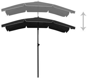 vidaXL Ομπρέλα Κήπου με Ιστό Μαύρη 200 x 130 εκ.