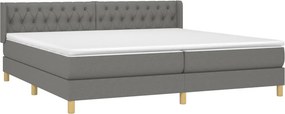 vidaXL Κρεβάτι Boxspring με Στρώμα Σκούρο Γκρι 200x200 εκ. Υφασμάτινο