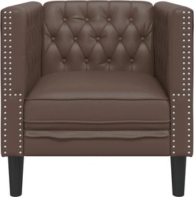 vidaXL Πολυθρόνα Chesterfield Καφέ από Συνθετικό Δέρμα