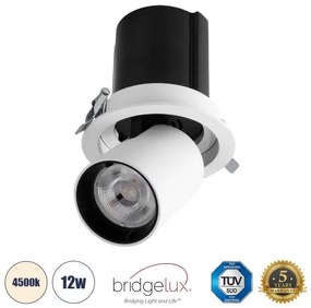 Χωνευτό Σποτ Downlight LED TrimLess 12W Λευκό-Μαύρο Φυσικό 4500K VIRGO-M 60306 Globostar-60306-Λευκό 60306
