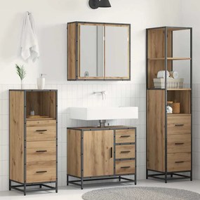 vidaXL Σετ Επίπλων Μπάνιου 4 τεμ. Artisan Oak Επεξεργασμένο Ξύλο