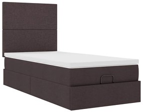 Οθωμανικό κρεβάτι με στρώμα σκούρο καφέ 90x190cm ύφασμα 3313039
