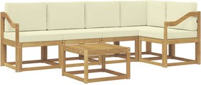 vidaXL Σειρά Καναπέ Εξωτερικού με μαξιλάρι 6 pcs Λευκό και Κρεμ