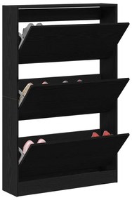 vidaXL ντουλάπα παπουτσιών  Μαύρο Δρυς 80x21x125,5 εκ Επεξεργασμένο ξύλο