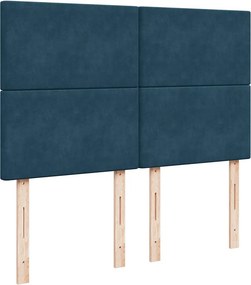 vidaXL Κρεβάτι Boxspring με Στρώμα Μπλε 160x200 εκ. Βελούδινο