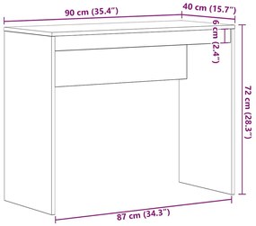 Γραφείο Μαύρο Δρυς 90 x 40 x 72 εκ. από Επεξεργασμένο Ξύλο - Μαύρο