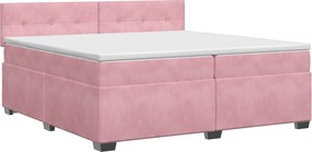 vidaXL Κρεβάτι box spring με στρώμα Ροζ 200 x 200 cm Βελούδο